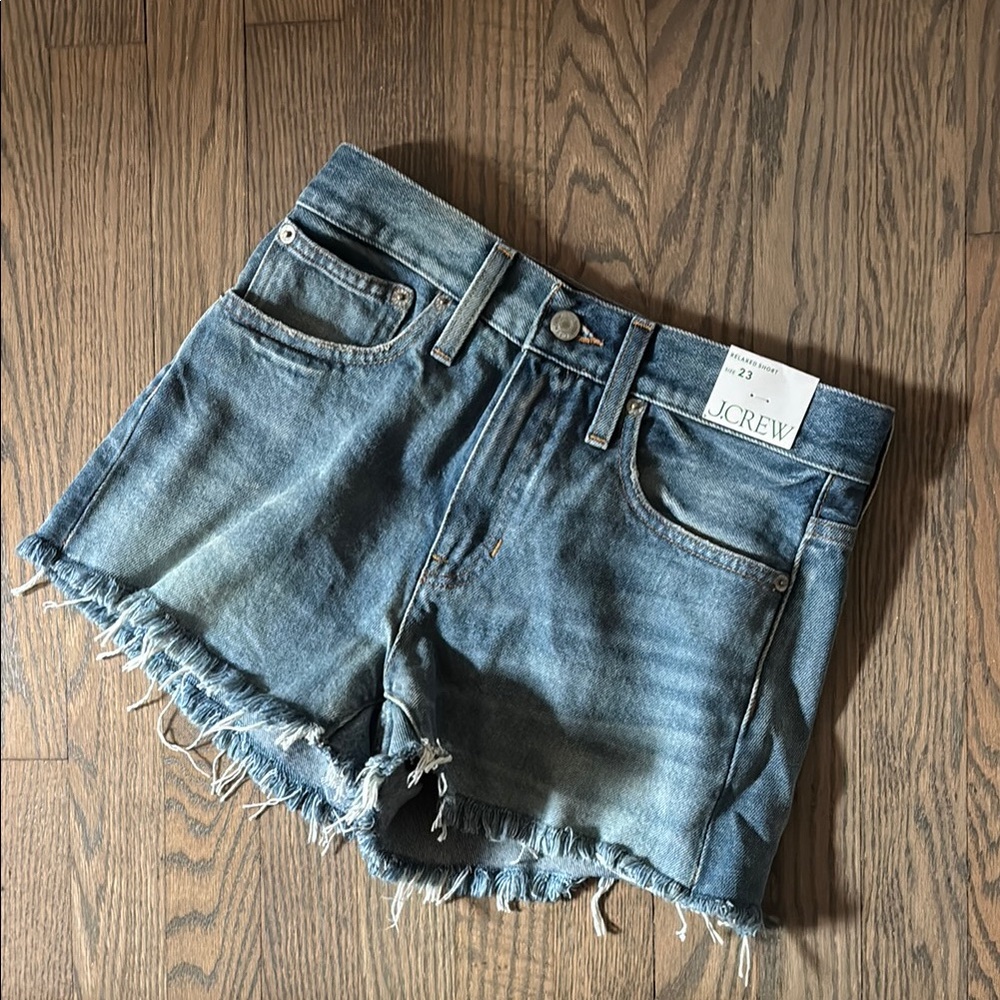 J. Crew Blue Jean Shorts Distressed High-Waisted Relaxed Fit